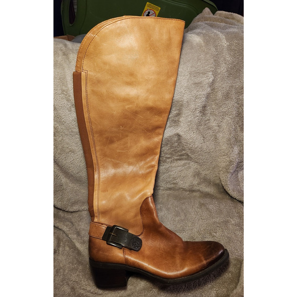 Vince Camuto Bedina 2 Tone Tall Riding Boots 7M 100 % Leather Western Boho - Picture 1 of 11